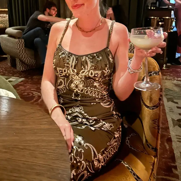 Sandro Brown Bandana Maxi Slip Dress Size 4 Cowgirl Western Corset Designer $455 - Picture 5 of 13